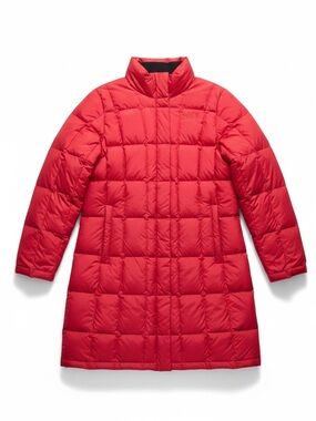 The North Face 550 Goose Down Long Puffer Parka Jacket Winter Coat Red Large